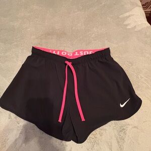 Nike Women's Athletic Shorts in Black with Pink Highlights